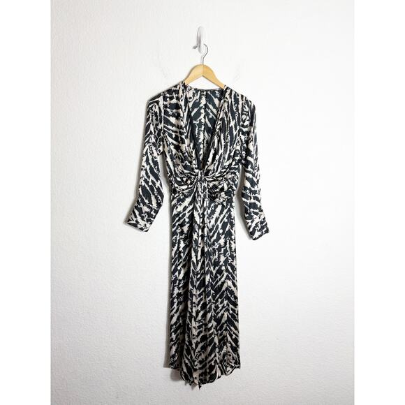 Zara Woman Satin Effect Animal Print Midi Dress Small Long Sleeve 9878/081 - Picture 3 of 13